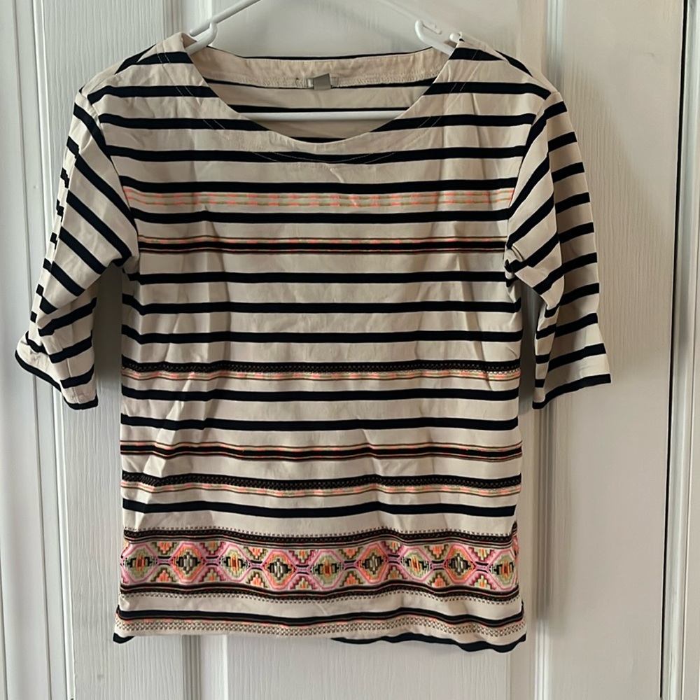 Striped J Crew top 100% cotton